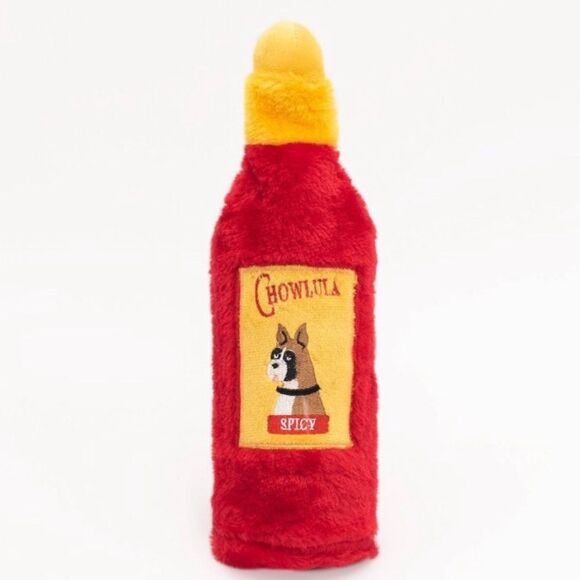 Zippy Paws Red Yellow Crusherz Chowlula Hot Sauce Plush Crinkle Dog Toy - Picture 3 of 14
